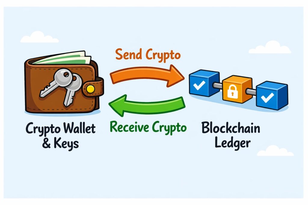 Crypto wallet and blockchain interaction