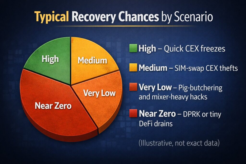 Cryptocurrency recovery chances by scenario