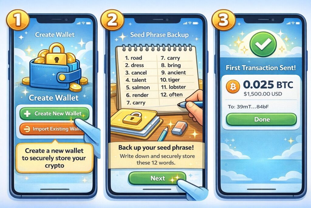 Setting up a cryptocurrency wallet